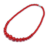 Malaysia Jade Graduated Bead Necklaces Dyed Screw Platinum Red 18.3inches Z438