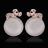 Rose Gold Zirconia Drop Stud Earrings L93