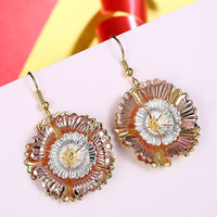 Rose Gold Plated Earrings Chandelier Fish Hook Clasp L635