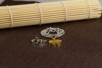 Stainless Steel Lovers Heart Zirconia Pendant Beads Necklace Silver Gold L177