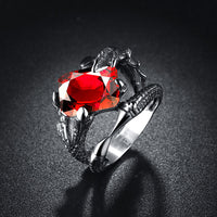 Stainless Steel Vintage Antique Ring Men Biker Ghotic Dragon Claw Red Black B529