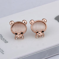 Rose Gold Plated Earrings Stud Push Back Bear 1.08"  L315