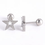 304 Stainless Steel Ear Plugs Ear Studs Star Silver 8.5x8.5x2mm  1mm Z348