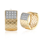 Yellow Gold Plated Earrings  Hoop Huggies AAA Zirconia  Latch Back Clasp L573