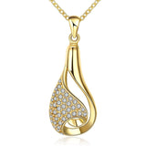 Yellow Gold Plated Necklace Pendant Drop Zirconia 19 Inches 1MM Lobster B138