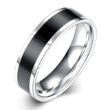 Stainless Steel Band Wedding Ring Black Men's Unisex B429