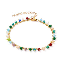 Rondelle Glass Charm Bracelet Gold Plated Stainless Steel Lobster 7.6" Z165