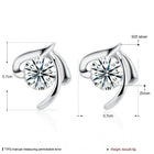 Sterling Silver Plated Earrings  Stud AAA Zirconia  Push Back Clasp L780
