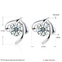 Sterling Silver Plated Earrings  Stud AAA Zirconia  Push Back Clasp L780