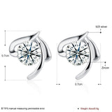 Sterling Silver Plated Earrings  Stud AAA Zirconia  Push Back Clasp L780