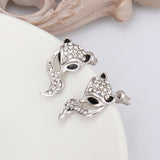 White Gold Zirconia Stud Fox Earrings L72