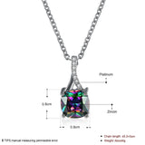 Platinum Plated Necklace Pendant AAA Zirconia Multicolor Lobster Clasp B353