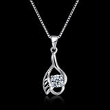 Sterling Silver Necklace Pendant Drop AAA Zirconia 18" 1MM Lobster Clasp B393