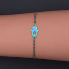 Adjustable Stainless Steel Slider Bracelet Bolo Box Chain Hamsa Heart 9.6" A146