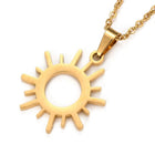 Stainless Steel Set Pendant Necklace Earrings Sun 15.7" 10x9.5x1mm 0.7mm Z817