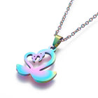 Stainless Steel Set Stud Earring Pendant Necklace Swan 17.7" Pin 0.8mm P485