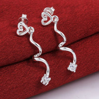 Sterling Silver Plated Earrings AAA Zirconia Push Back Heart .24" L369