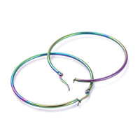 304 Stainless Steel Hoop Earrings Ring Multicolor 55x2mm pin 0.6x1mm P334