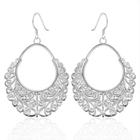 Sterling Silver Dangle Chandelier Hoop Pierced Earrings L158