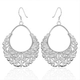 Sterling Silver Dangle Chandelier Hoop Pierced Earrings L158