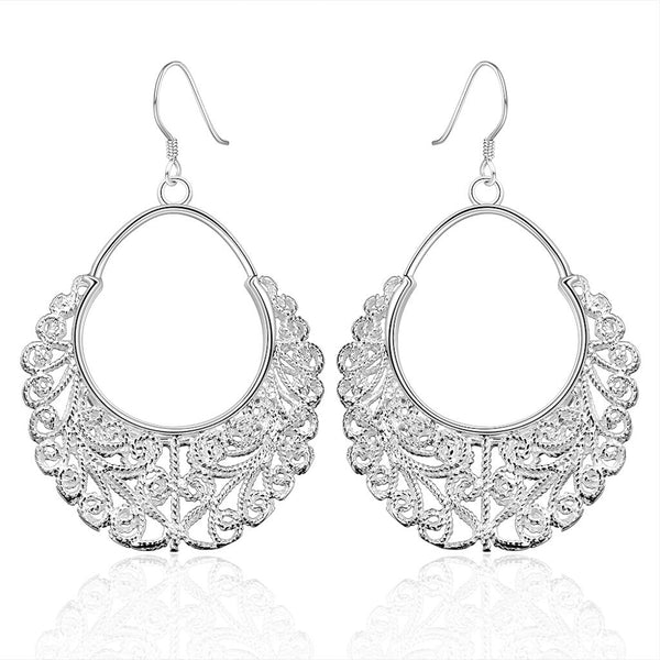 Sterling Silver Dangle Chandelier Hoop Pierced Earrings L158