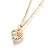 Stainless Steel Pendant Necklaces Cubic Zirconia Heart Colorful Gold 17.8" P660