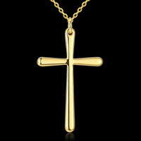 Yellow Gold Plated Necklace Women's Pendant Cross 20 Inches 1MM Lobster B139