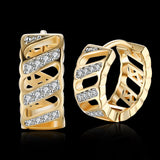 Yellow Gold Plated Earrings  Hoop Huggies AAA Zirconia Latch Back Clasp L575