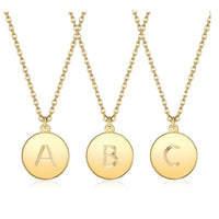 Pendant Necklace Chains Flat Round Initial Alphabet Letter Gold 16.15" P652