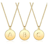 Pendant Necklace Chains Flat Round Initial Alphabet Letter Gold 16.15" P652