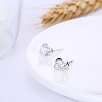 Sterling Silver Plated Earrings  Stud AAA Zirconia  Push Back Clasp L784