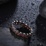 Platinum Black Gun Gunmetal Ring Band Plain Womens AAA Zirconia Black Red B533