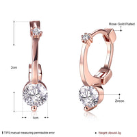 Rose Gold Plated Earrings Hoop Huggies AAA Zirconia  Latch Back Clasp L463