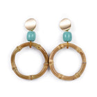 Bamboo Pendants Necklace Earrings Set Waxed Polyester Cord BurlyWood 18" P759