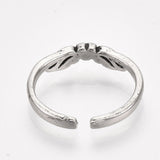 Alloy Cuff Finger Ring Flying Heart Antique Silver Size 5 Adjustable 16mm P463