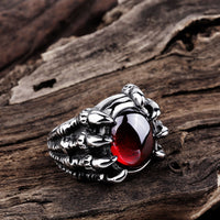 Stainless Steel Gothic Biker Tribal Ring Black Red Men's Unisex Claws B190