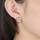 Yellow Gold Plated Earrings Heart Stud Push Back Clasp L495
