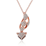 Rose Gold Plated Necklace Pendant Fox Sugar Glide Zirconia B78