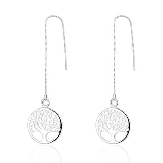 Sterling Silver Plated Earrings Tree Of Life Drop Dangle  Fish Hook Clasp L703