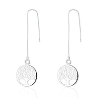 Sterling Silver Plated Earrings Tree Of Life Drop Dangle  Fish Hook Clasp L703