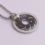 316L Stainless Steel Pendant 1.06X1.06 Inch Wheel  Black Silver Necklace 22" B54