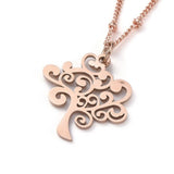 Stainless Steel Tree of Life Pendant Necklace Satellite Rose Gold 16.5" Z515