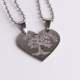 316L Stainless Steel Pendant 1.21X1.00 Inch Heart Lovers Silver Necklace 22" B97