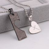 316L Stainless Steel Pendant  Heart Lovers  Black Silver  Necklace 22" B39