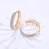 Yellow Gold Plated Earrings Hoop Huggies AAA Zirconia Latch Back Clasp L565