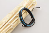 Genuine Leather Handmade Bracelet Men's Unisex Wrap Tribal Black Blue H249