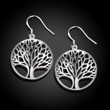 Sterling Silver Plated Earrings Drop Dangle Fish Hook Tree Of Life .96" L407