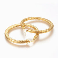 304 Stainless Steel Hoop Earrings Gold 44x43x4mm Pin 1x0.8mm  P580