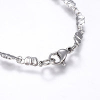 Stainless Steel Link Bracelet Lobster Cross Bowknot Silver Color 7.8" 3.5mm A76