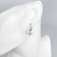 Platinum Earrings Dangle Drop AAA Zirconia Lever Back  0.2" L163